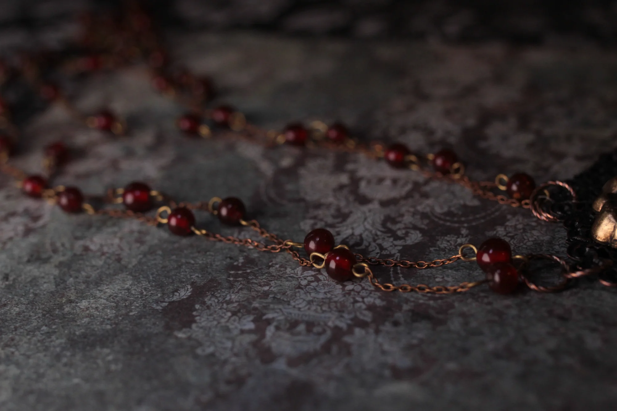Huge Medusa And Antique Red Glass Statement Amulet Necklace - Image 6